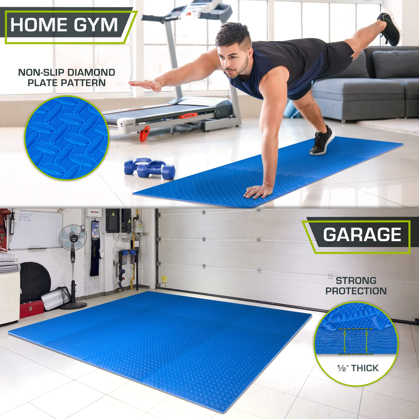 ProsourceFit Puzzle Exercise Mat ½ in, EVA Interlocking Foam Floor Tiles for Home Gym, Mat for Home Workout Equipment, Floor Padding for Kids, Black, 24 in x 24 in x ½ in, 24 Sq Ft - 6 Tiles - Dreamchaser Headquarters