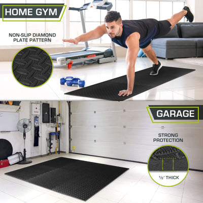 ProsourceFit Puzzle Exercise Mat ½ in, EVA Interlocking Foam Floor Tiles for Home Gym, Mat for Home Workout Equipment, Floor Padding for Kids, Black, 24 in x 24 in x ½ in, 24 Sq Ft - 6 Tiles - Dreamchaser Headquarters