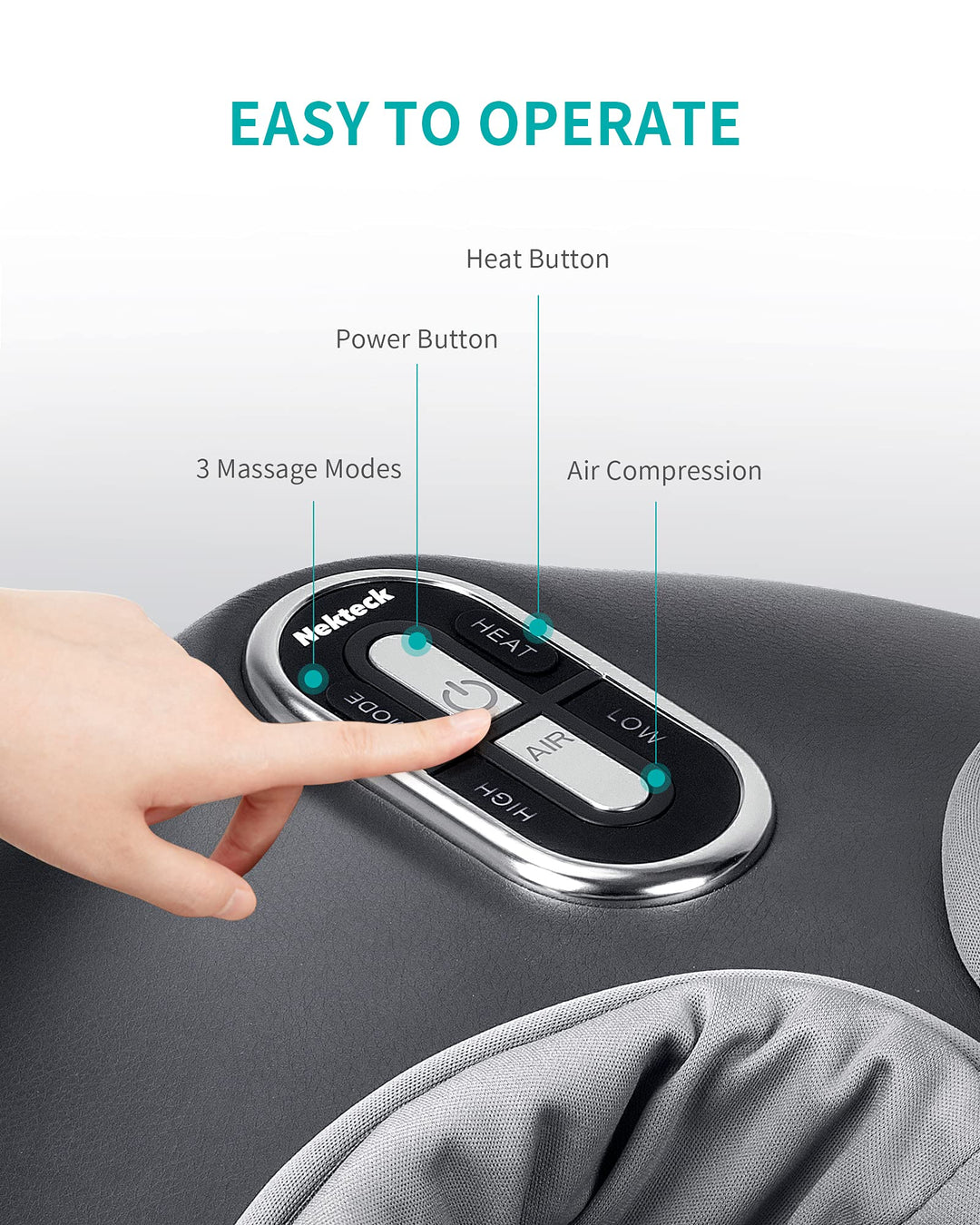 User enjoying the Nekteck Shiatsu Foot Massager while relaxing at home, experiencing deep tissue foot therapy with soothing heat.