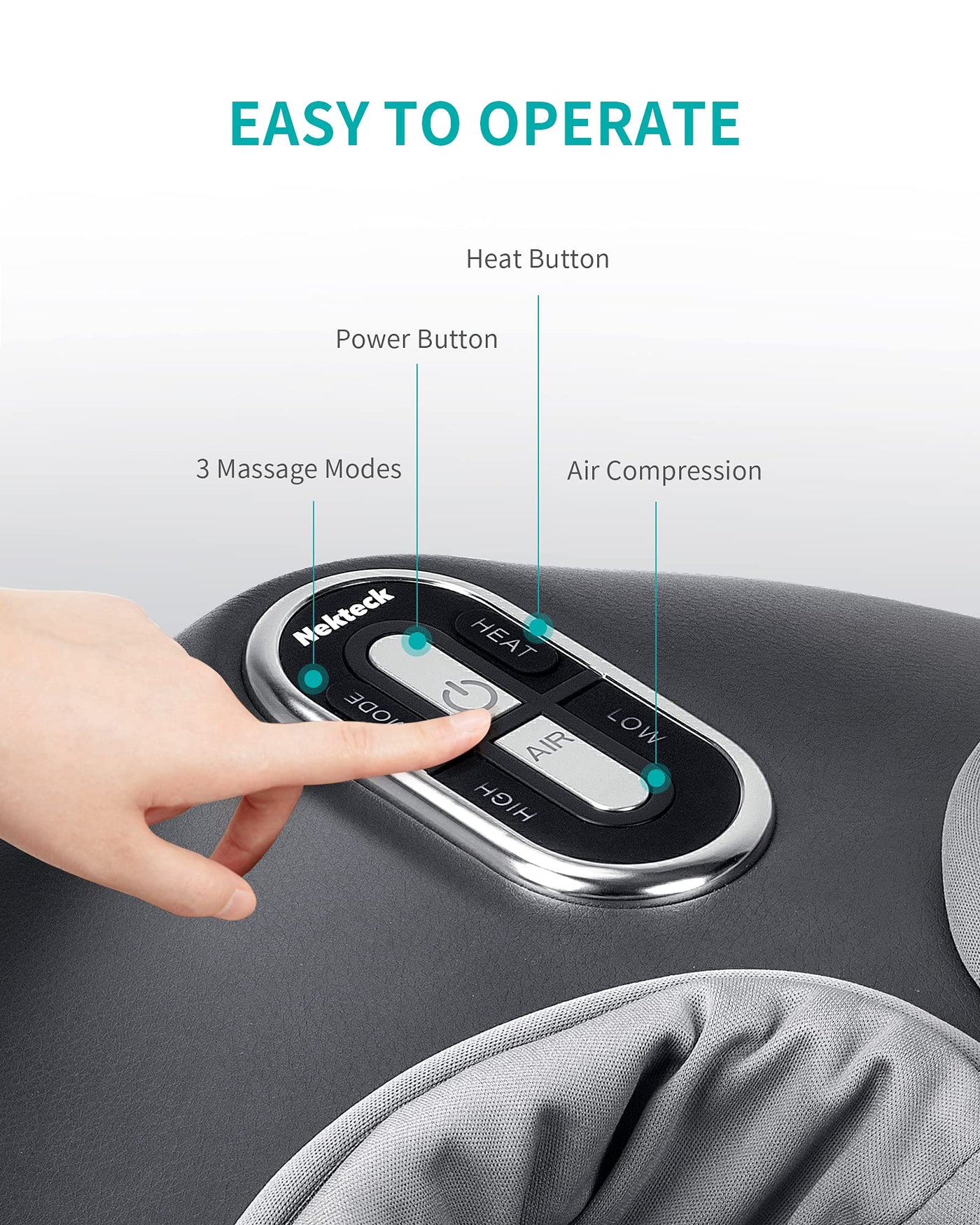User enjoying the Nekteck Shiatsu Foot Massager while relaxing at home, experiencing deep tissue foot therapy with soothing heat.