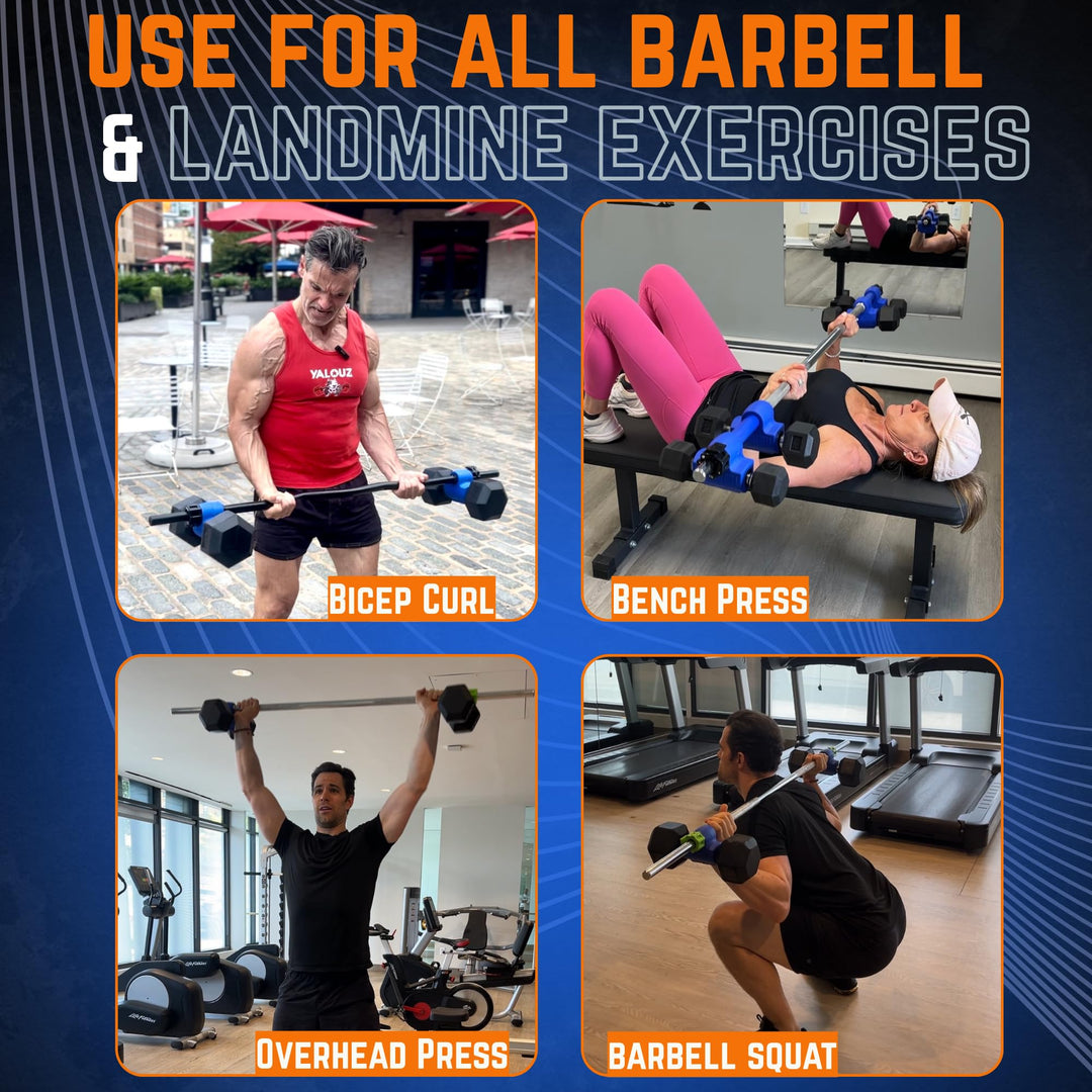 Dualbell Pair Connect Dumbbells to Barbell for Full-Body Strength Training | Adjustable Dumbbell-to-Barbell Conversion System | DreamchaserHQ