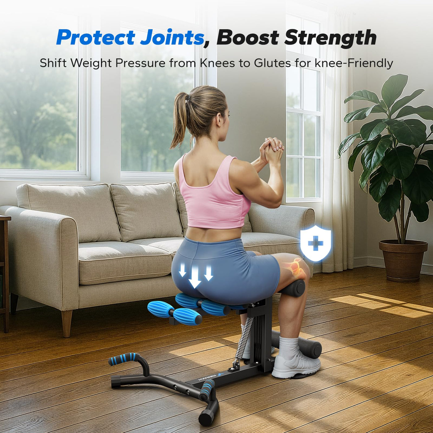 MERACH Deep Squat Machine for Women, Adjustable Glutes Trainer Machine, Core & Leg Exercise, Push Up Workout Equipment at Home Gym(Blue) - Dreamchaser Headquarters