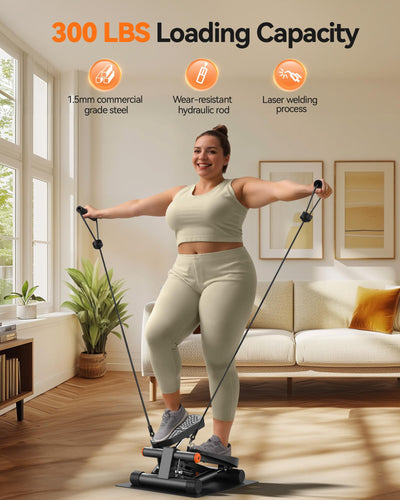 Close-up of the hydraulic fitness stepper's smooth hydraulic system, ideal for efficient fat loss.