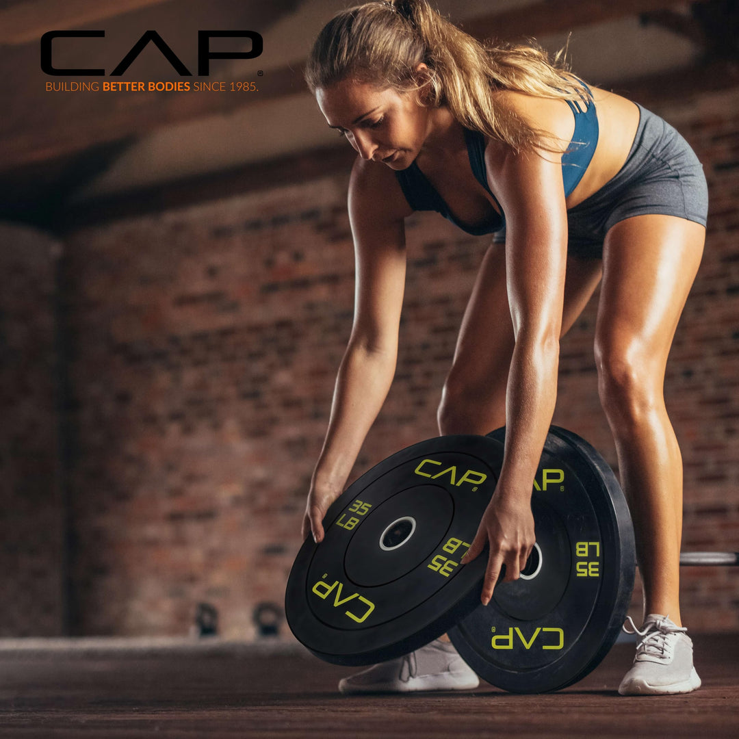 CAP Olympic Bumper Plate Weight Set 100–370LB for Home Gyms