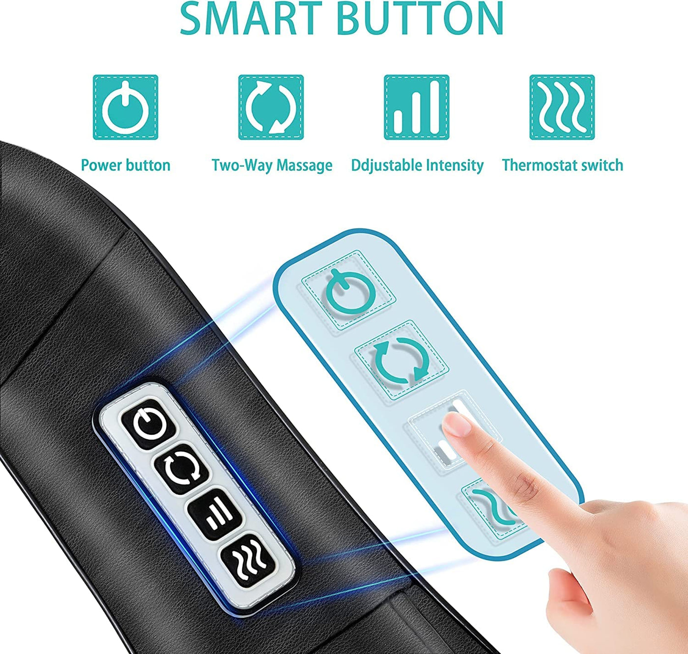 AERLANG Shiatsu Back and Neck Massager showing adjustable strap, an ideal heated shoulder massager for comfort.