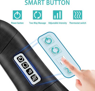 AERLANG Shiatsu Back and Neck Massager showing adjustable strap, an ideal heated shoulder massager for comfort.
