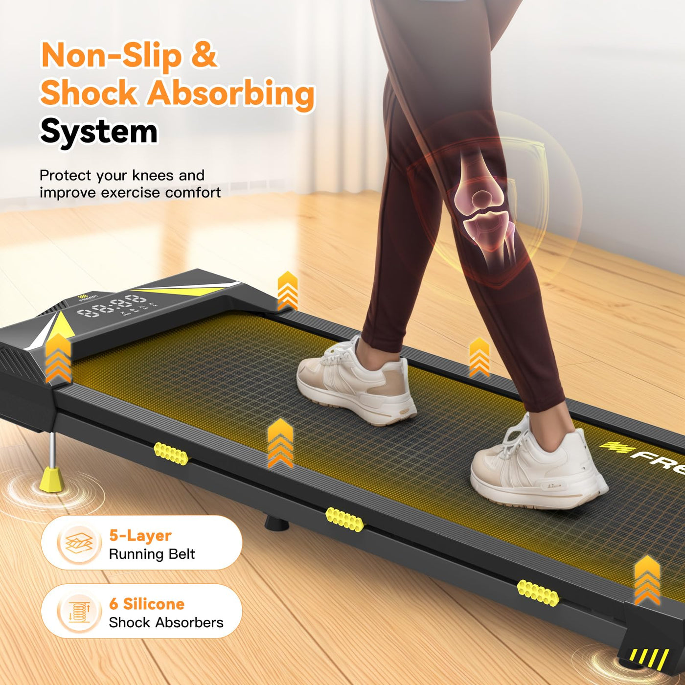 Portable Walking Pad Treadmill in a home setting, perfect for effortless workouts.