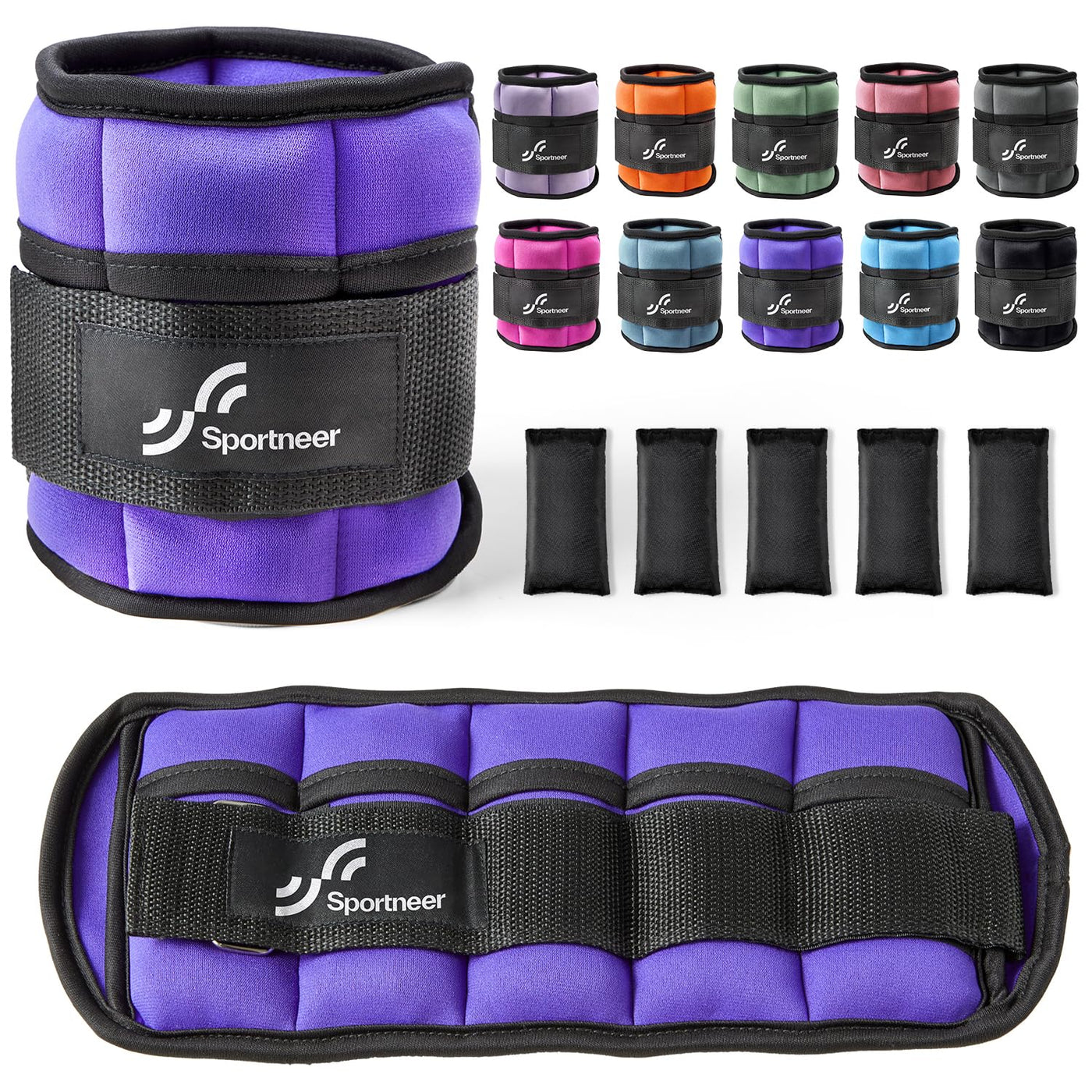 Sportneer Adjustable Weighted Ankle Weights Set 1 Pair 2 4 6 8 10 Lbs Leg Weight Straps for Women Men for Gym,Fitness, Workout,Walking, Jogging,1-5 lbs for Each Ankle, 1 Pair 2-10 lbs (Black) - Dreamchaser Headquarters