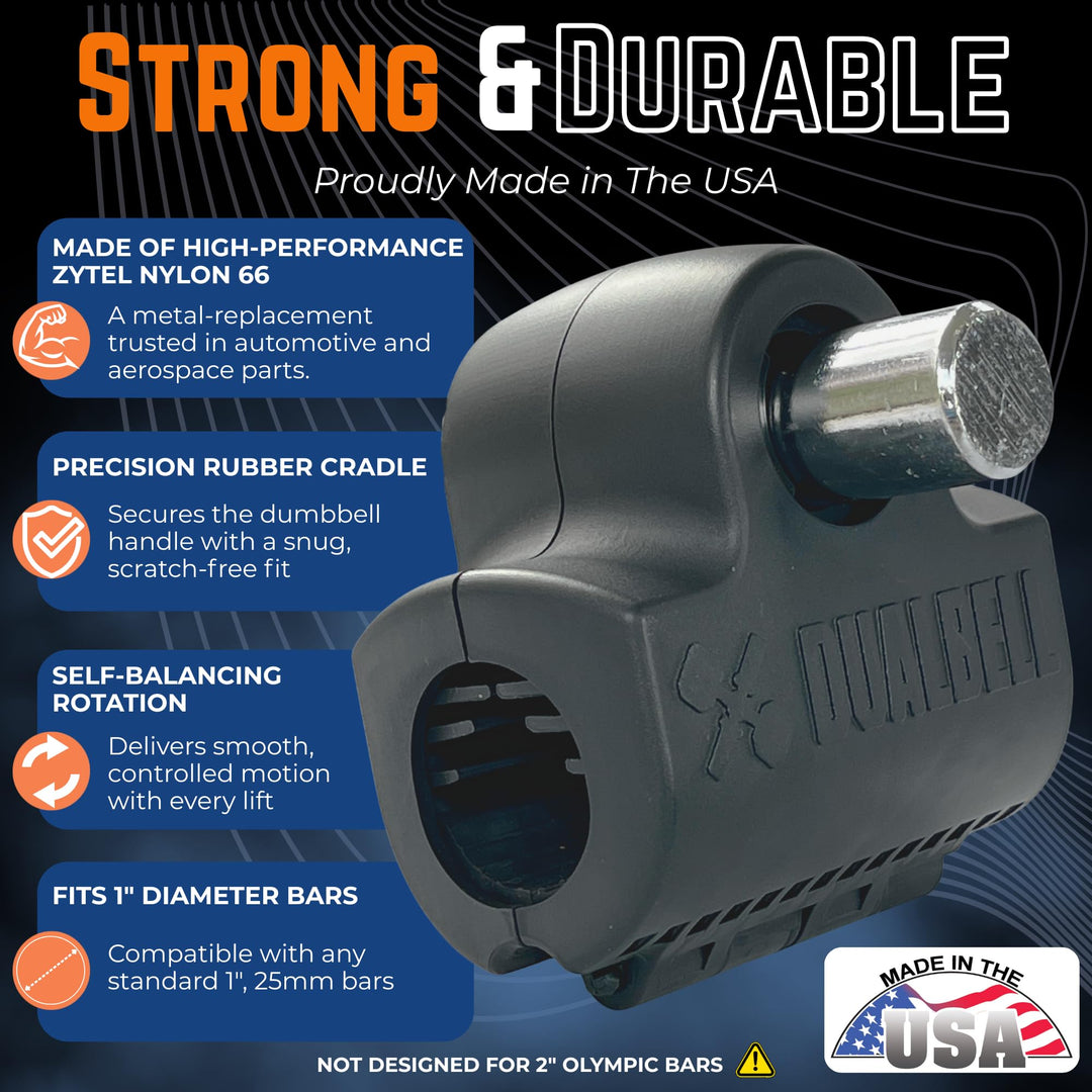 Dualbell Pair Connect Dumbbells to Barbell for Full-Body Strength Training | Adjustable Dumbbell-to-Barbell Conversion System | DreamchaserHQ