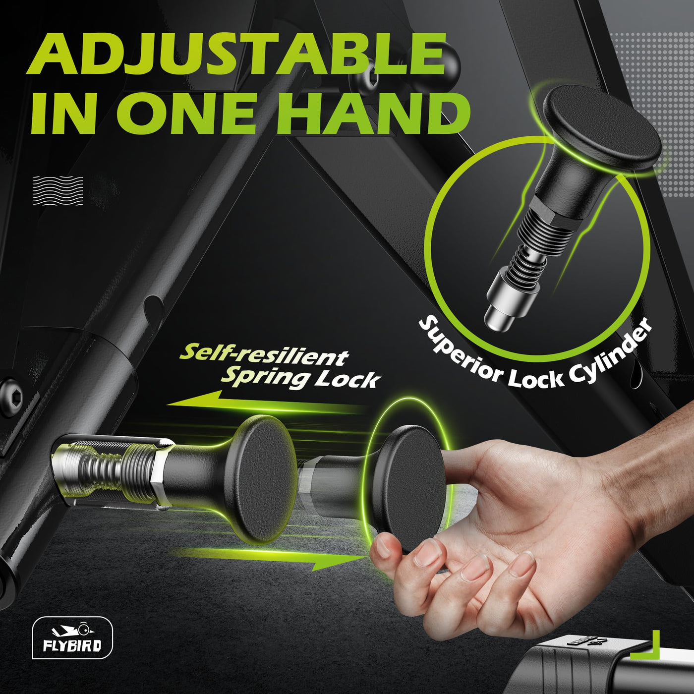 Close-up of the FLYBIRD Weight Bench padding and construction, emphasizing strong support and comfortable design for effective training sessions.