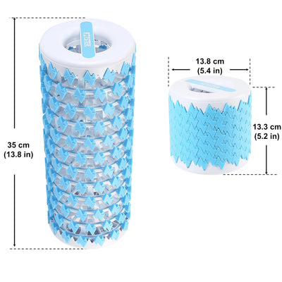 A collection of collapsible foam rollers in different colors, perfect for gifting to fitness enthusiasts.