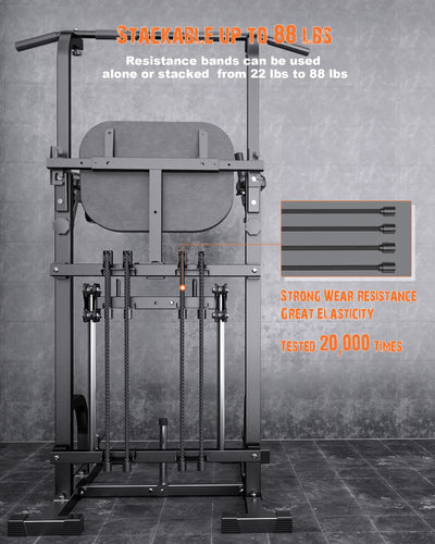 Expert demonstration of the Sportsroyals Power Tower with pull up bar for home gym use.