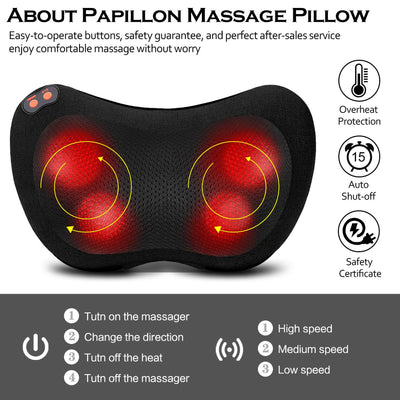 Ergonomically Shaped - This massage pillow with heat contours to your body for maximum comfort.