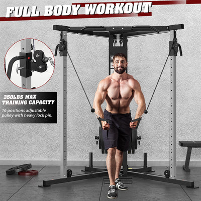 DONOW Cable Crossover Machine, Cable Fly Machine Home Gym System Workout Station with Dual Pulley System Pull-Up Bar Cable Bar and LAT Pull Down System (DN-5011) - Dreamchaser Headquarters
