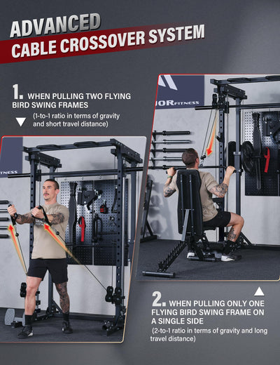 Major Fitness Drone3 Machine – All-in-One Home Gym Squat Rack with Weight Bar, Cable Crossover Machine - Dreamchaser Headquarters