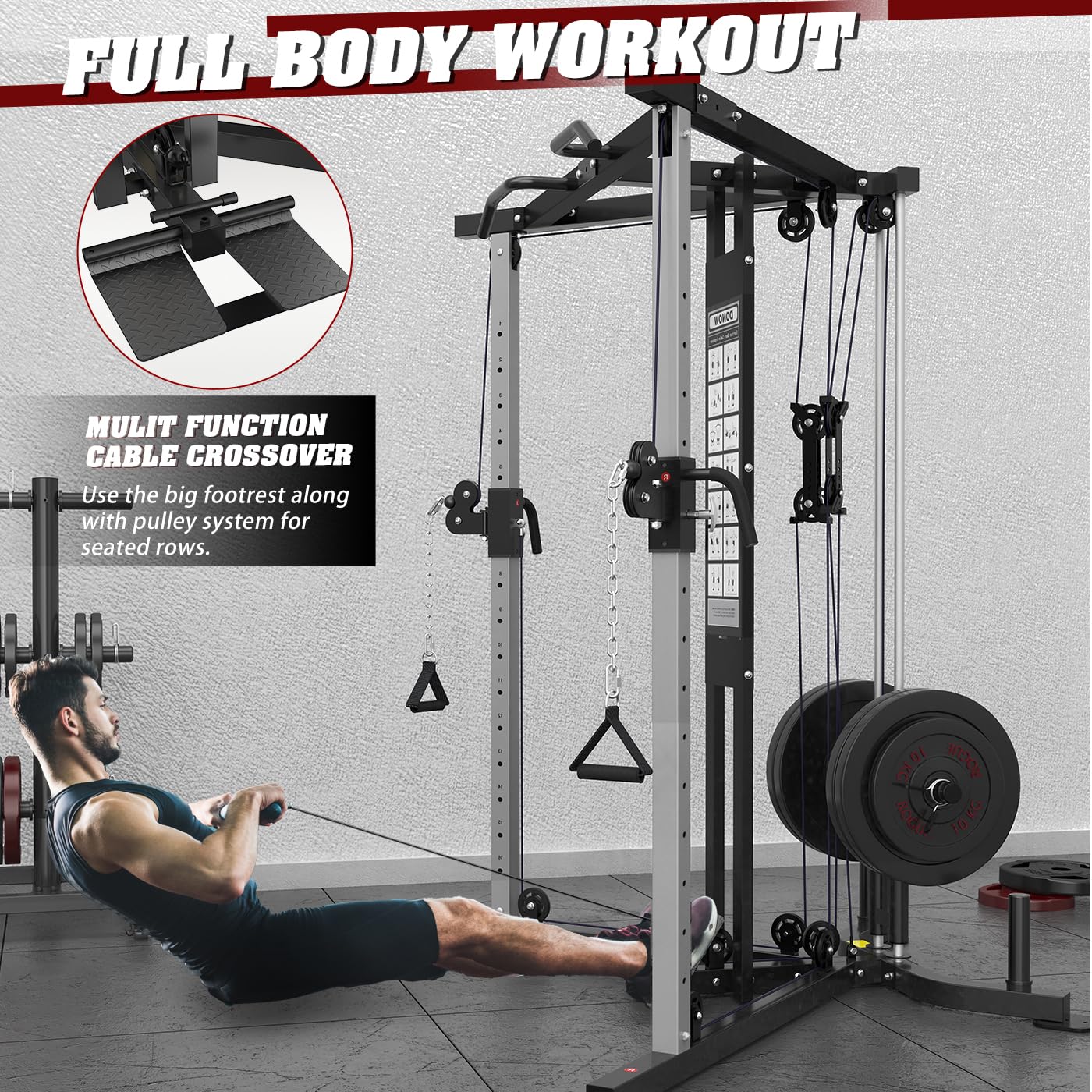 DONOW Cable Crossover Machine, Cable Fly Machine Home Gym System Workout Station with Dual Pulley System Pull-Up Bar Cable Bar and LAT Pull Down System (DN-5011) - Dreamchaser Headquarters