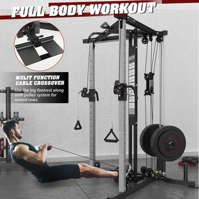 DONOW Cable Crossover Machine, Cable Fly Machine Home Gym System Workout Station with Dual Pulley System Pull-Up Bar Cable Bar and LAT Pull Down System (DN-5011) - Dreamchaser Headquarters