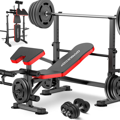 Overall view of OPPSDECOR 660lbs Weight Bench Set, representing must-have home gym equipment for effective strength training.