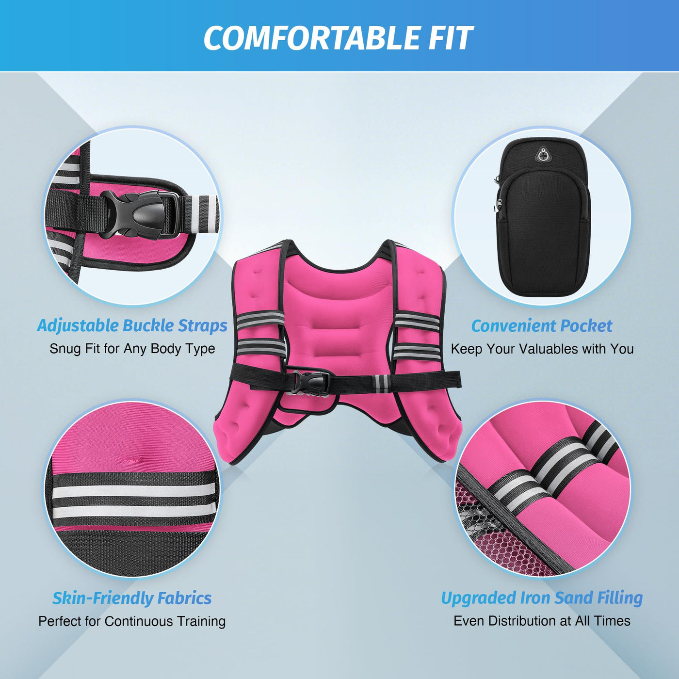 ZELUS Weighted Vest showing stability - Demonstrating how the weighted workout vest offers stability during exercises.
