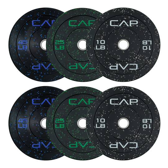 CAP Olympic Bumper Plate Weight Set 100–370LB for Home Gyms