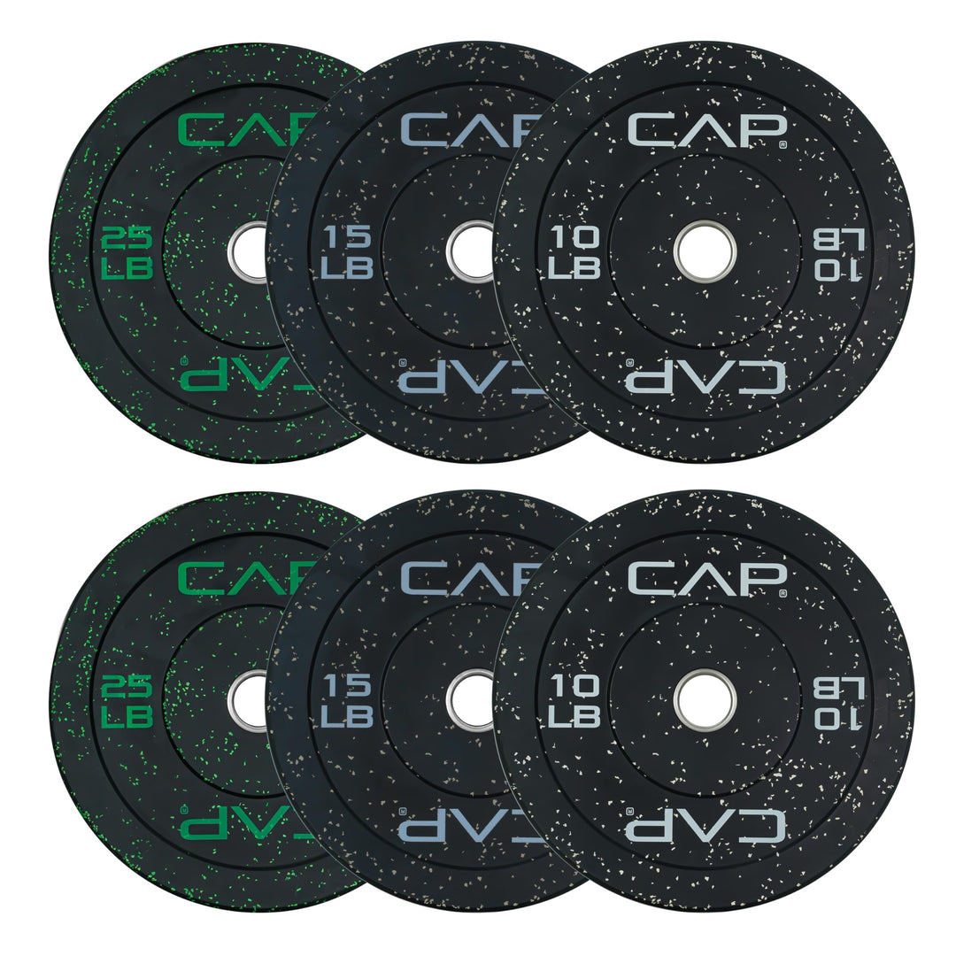 CAP Olympic Bumper Plate Weight Set 100–370LB for Home Gyms
