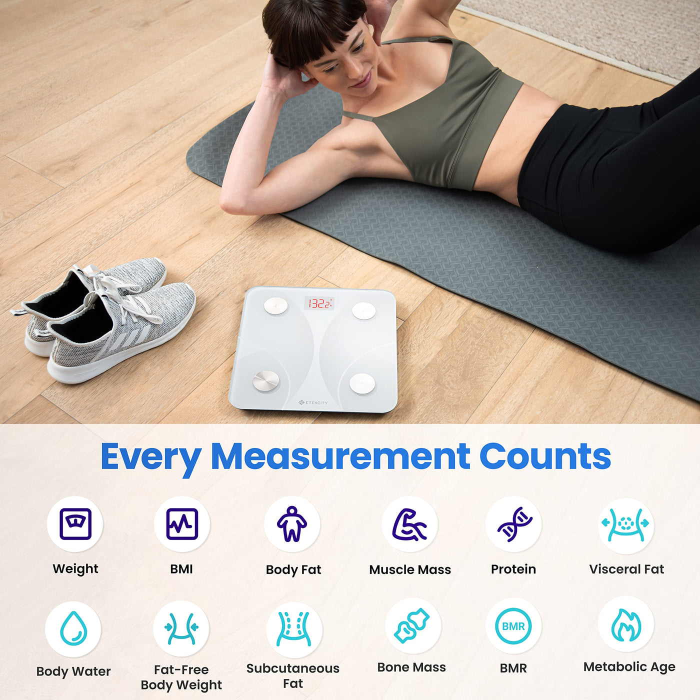 Etekcity Bluetooth Body Composition Scale - Digital Weight Scale with BMI, Body Fat & Muscle Mass Tracking - Dreamchaser Headquarters