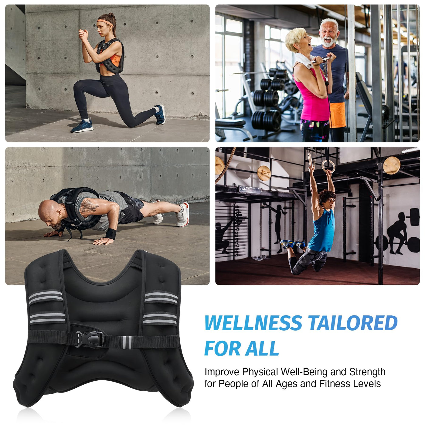 ZELUS Weighted Vest reflective stripes - Safety features of the weighted workout vest ideal for outdoor workouts.