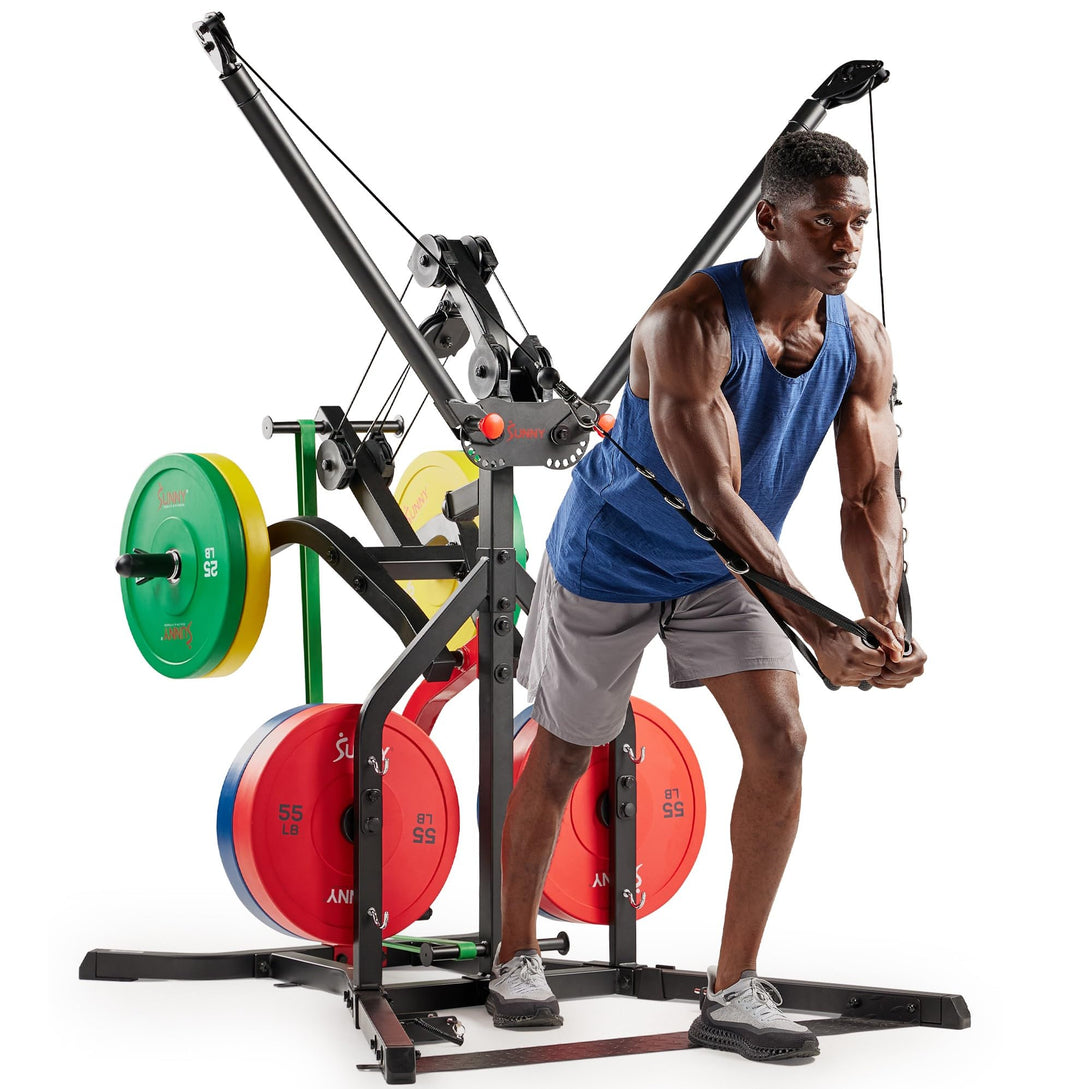 Sunny Health &amp; Fitness Multifunctional All in One Pully Cable Home Gym – Complete Functional Trainer Compact Workout System SF-HG92401 - Dreamchaser Headquarters