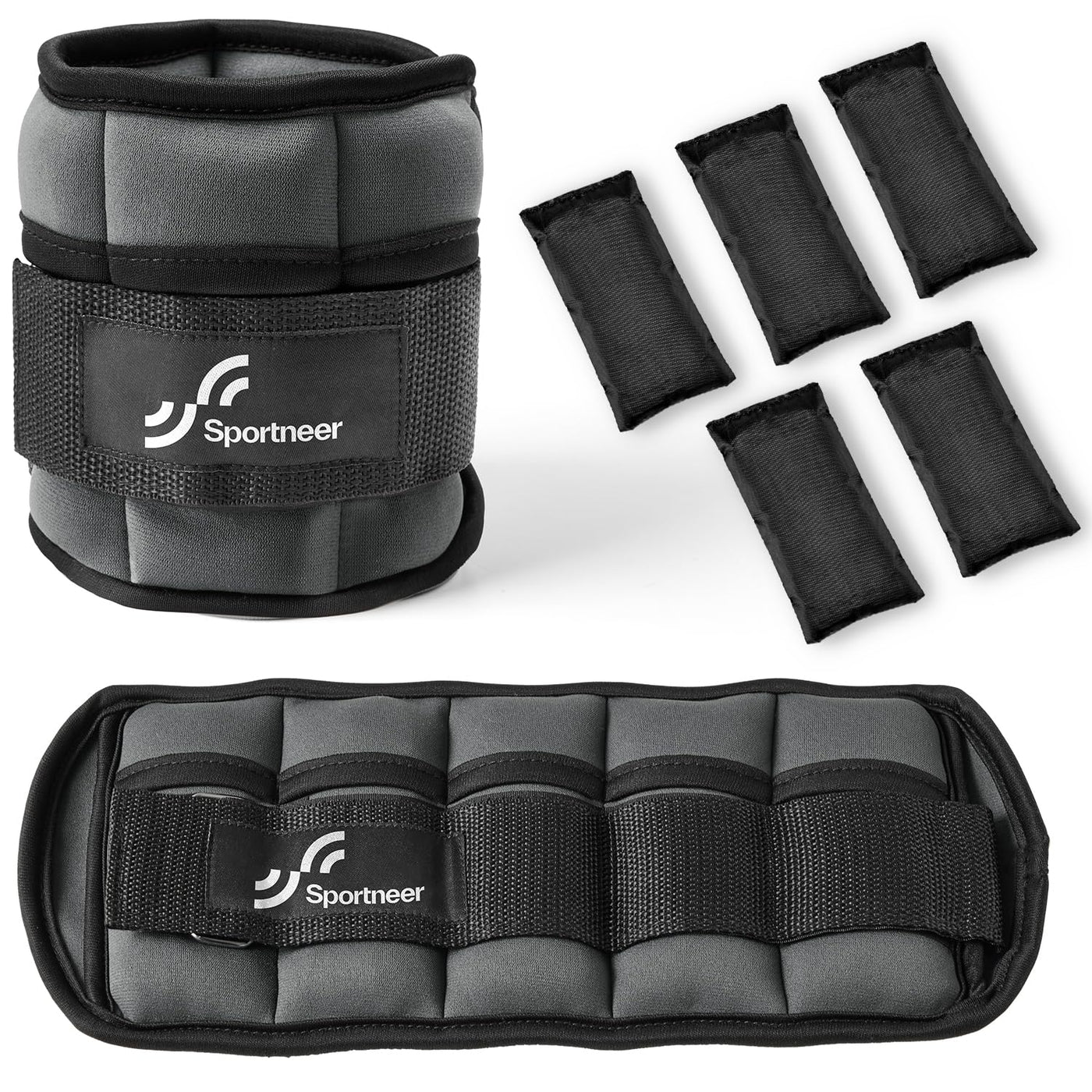 Sportneer Adjustable Weighted Ankle Weights Set 1 Pair 2 4 6 8 10 Lbs Leg Weight Straps for Women Men for Gym,Fitness, Workout,Walking, Jogging,1-5 lbs for Each Ankle, 1 Pair 2-10 lbs (Black) - Dreamchaser Headquarters