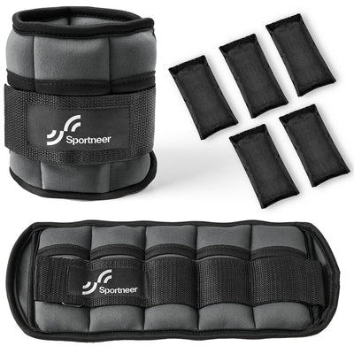 Sportneer Adjustable Weighted Ankle Weights Set 1 Pair 2 4 6 8 10 Lbs Leg Weight Straps for Women Men for Gym,Fitness, Workout,Walking, Jogging,1-5 lbs for Each Ankle, 1 Pair 2-10 lbs (Black) - Dreamchaser Headquarters