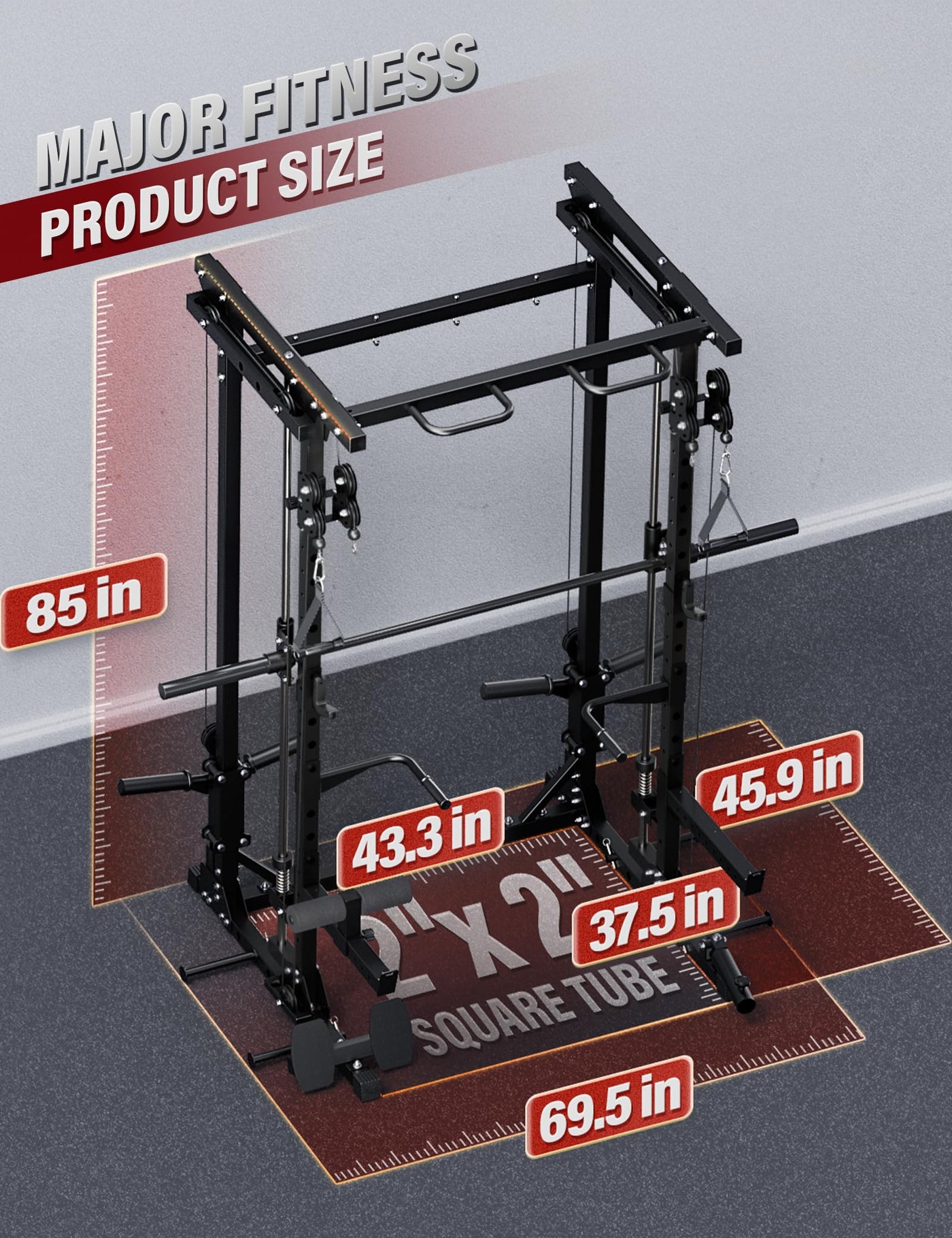 Major Fitness Drone3 Machine – All-in-One Home Gym Squat Rack with Weight Bar, Cable Crossover Machine - Dreamchaser Headquarters