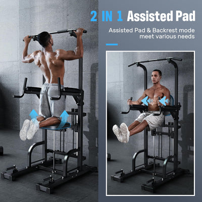 Performance showcasing the Sportsroyals Power Tower pull up bar for home gym accessibility.
