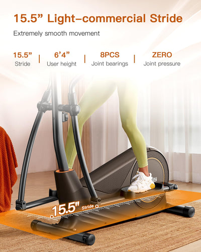 User exercising on the Niceday Elliptical Machine, showcasing its magnetic driving system and 16 resistance levels.