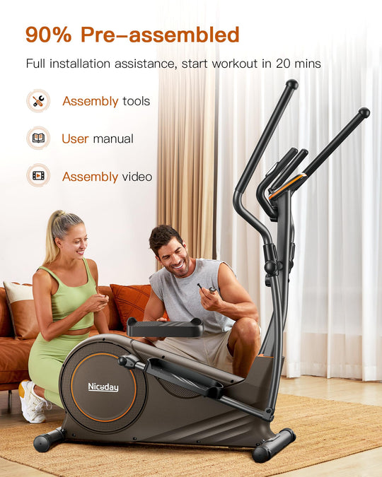 Detail of the Niceday Elliptical Machine’s transport wheels, making it easy to move as an elliptical trainer for home.