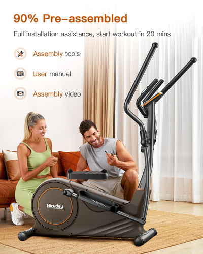 Detail of the Niceday Elliptical Machine’s transport wheels, making it easy to move as an elliptical trainer for home.