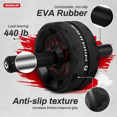 Vinsguir Ab Roller Wheel in use, demonstrating core strengthening exercise at home.
