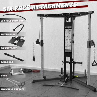 DONOW Cable Crossover Machine, Cable Fly Machine Home Gym System Workout Station with Dual Pulley System Pull-Up Bar Cable Bar and LAT Pull Down System (DN-5011) - Dreamchaser Headquarters