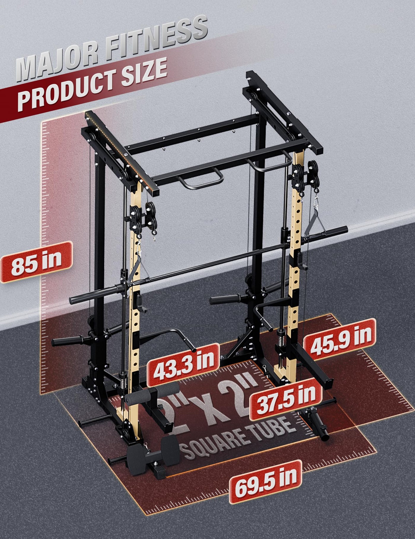 Major Fitness Drone3 Machine – All-in-One Home Gym Squat Rack with Weight Bar, Cable Crossover Machine - Dreamchaser Headquarters