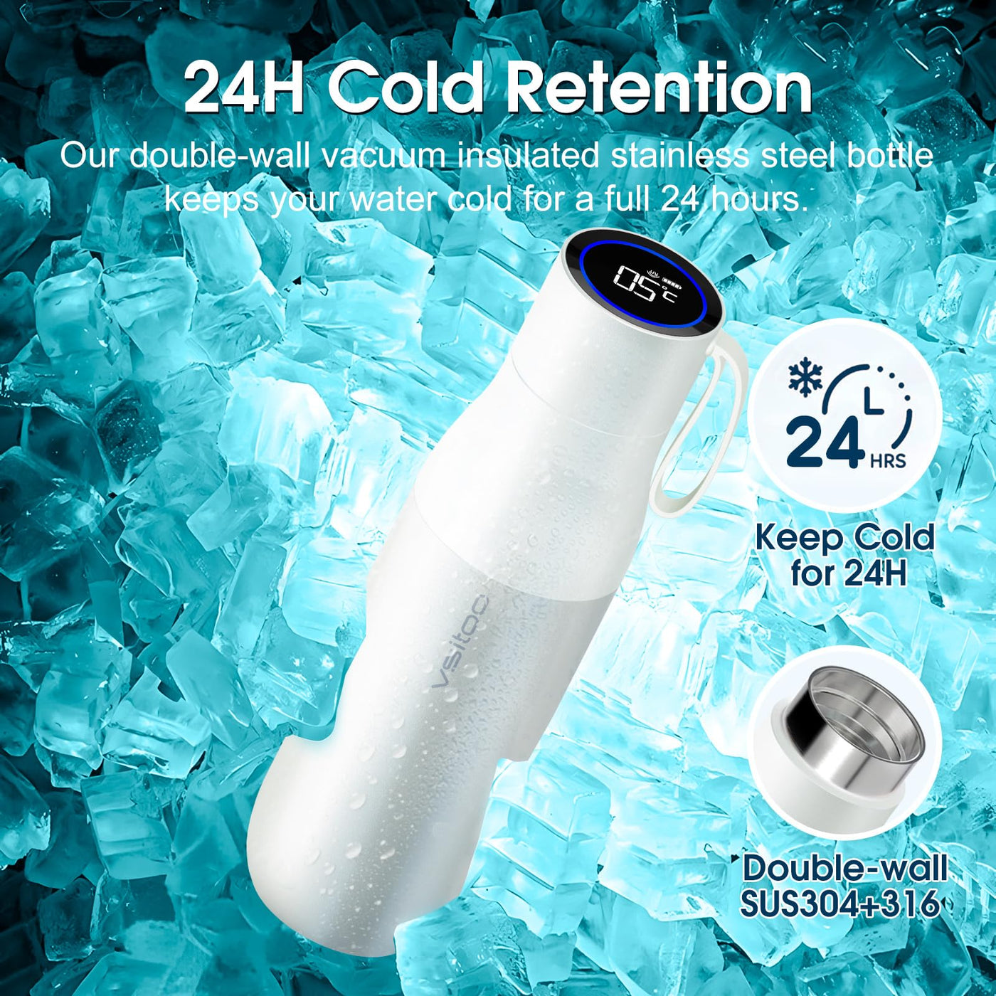 VSITOO 33 oz Smart Self-Cleaning Water Bottle,Stainless Steel Vacuum Flask,BPA-Free, One-Touch Clean,30-Day Battery, Magnetic Charging,Portable Bottle for Travel,Gym or Office,Black - Dreamchaser Headquarters