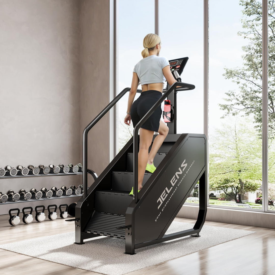 Jelens Stair Stepper Machine with LED Screen 440 LBS, Commercial Grade Stair Climber Exercise Machine for Home with 15 Resistance Levels for Cardio, 24-164 Steps/Minute (Black) - Dreamchaser Headquarters