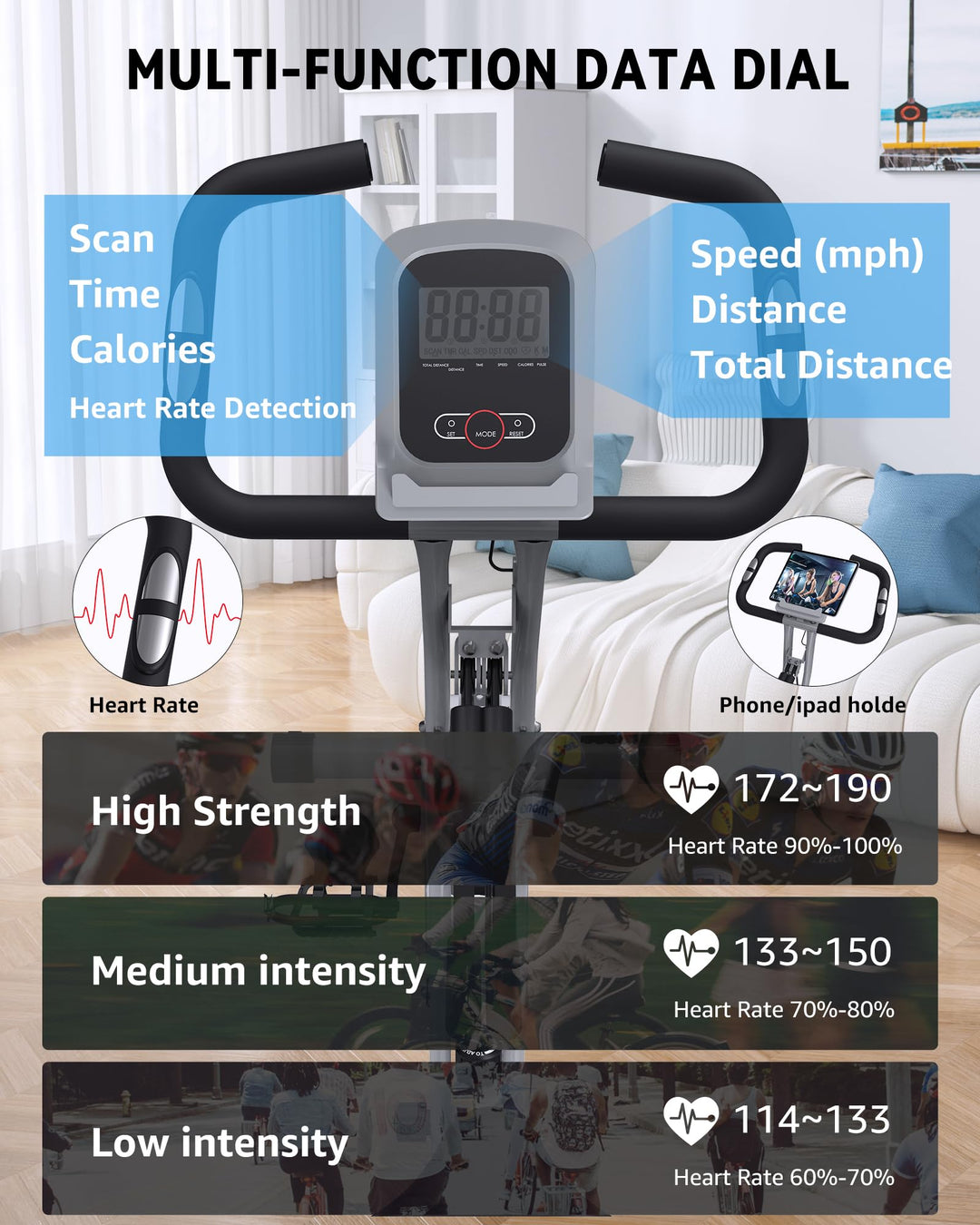 Foldable Exercise Bike 5 IN 1 with 16-Level Magnetic Resistance, Silent 20dB Operation &amp; 300LB Capacity - Dreamchaser Headquarters