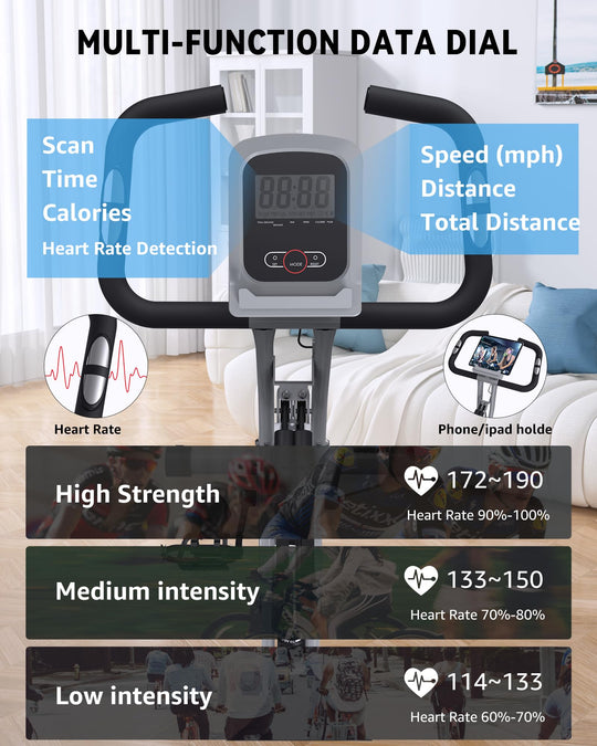 Foldable Exercise Bike 5 IN 1 with 16-Level Magnetic Resistance, Silent 20dB Operation &amp; 300LB Capacity - Dreamchaser Headquarters