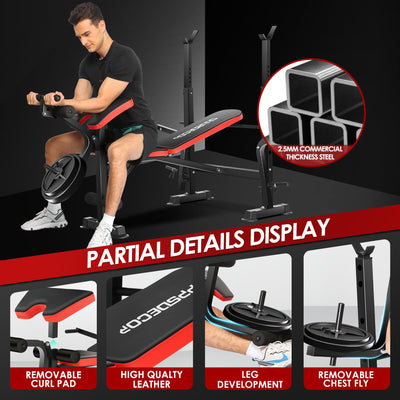 Adjustable settings shown on OPPSDECOR Weight Bench, illustrating its adaptability as a valuable piece of home gym equipment.
