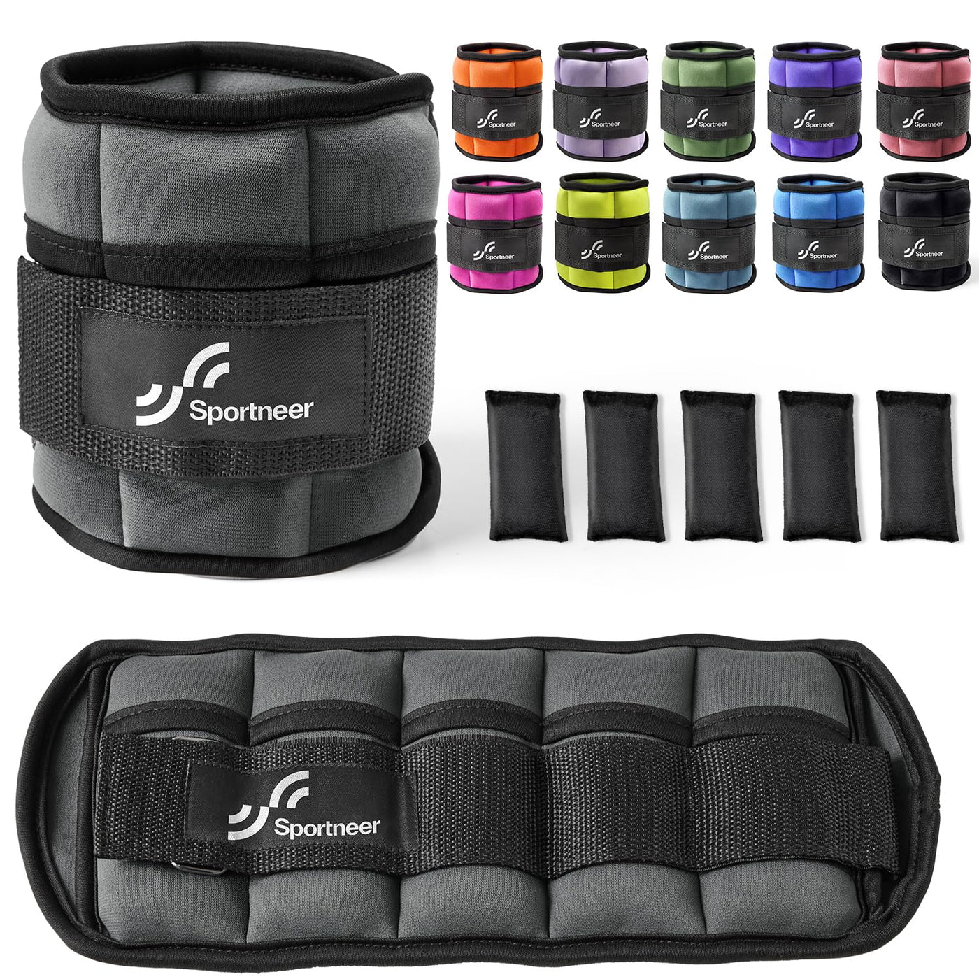 Sportneer Adjustable Weighted Ankle Weights Set 1 Pair 2 4 6 8 10 Lbs Leg Weight Straps for Women Men for Gym,Fitness, Workout,Walking, Jogging,1-5 lbs for Each Ankle, 1 Pair 2-10 lbs (Black) - Dreamchaser Headquarters