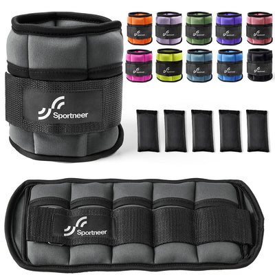 Sportneer Adjustable Weighted Ankle Weights Set 1 Pair 2 4 6 8 10 Lbs Leg Weight Straps for Women Men for Gym,Fitness, Workout,Walking, Jogging,1-5 lbs for Each Ankle, 1 Pair 2-10 lbs (Black) - Dreamchaser Headquarters