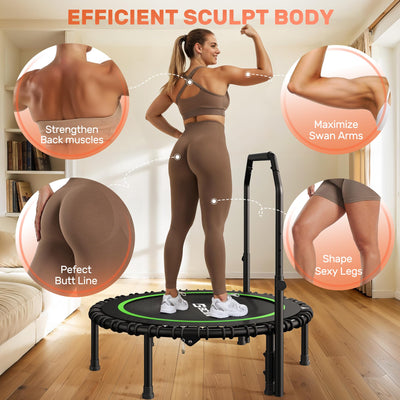 Foldable design of the BCAN Adult Mini Trampoline makes it portable and convenient for storage, ideal for small spaces.