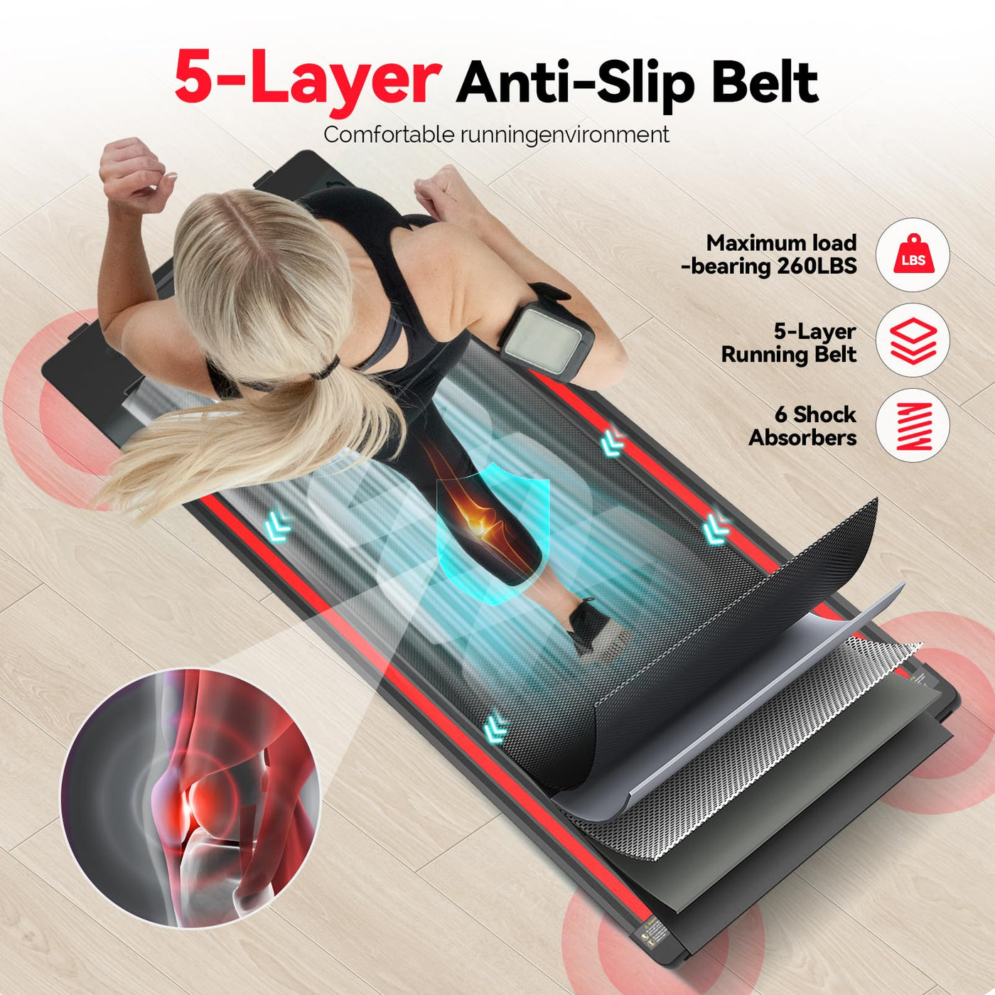 The Walking Pad Treadmill open in a home environment, ideal for easy transportation as a portable treadmill for home.