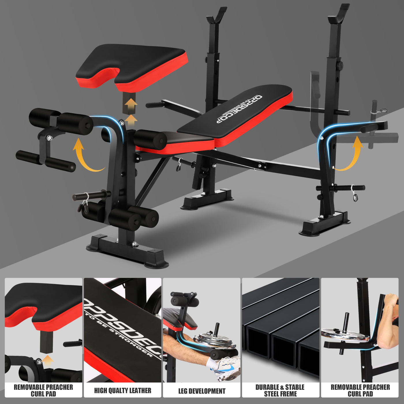 Preacher Curl Rack from OPPSDECOR 660lbs Weight Bench Set - Great home gym equipment for enhancing arm workouts.