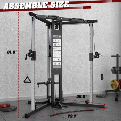 DONOW Cable Crossover Machine, Cable Fly Machine Home Gym System Workout Station with Dual Pulley System Pull-Up Bar Cable Bar and LAT Pull Down System (DN-5011) - Dreamchaser Headquarters