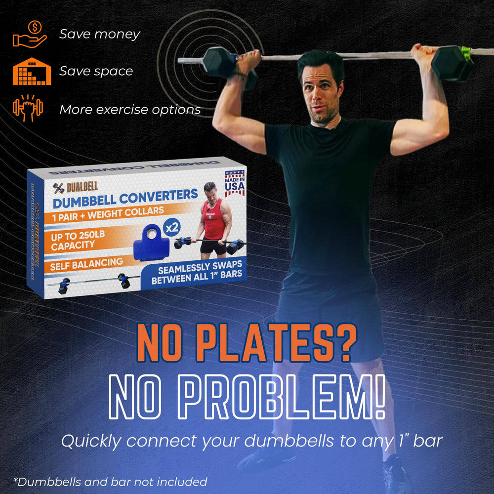 Dualbell Pair Connect Dumbbells to Barbell for Full-Body Strength Training | Adjustable Dumbbell-to-Barbell Conversion System | DreamchaserHQ